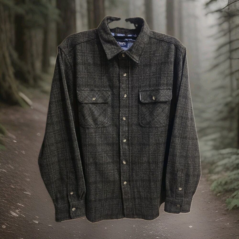 Chaps Long Sleeve Knit Flannel Shirt - Size M